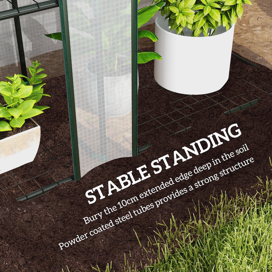 Image 988088_ALTMORE6.jpg, Product 988-088 / Price $84.99, Outsunny Lean-to Mini Greenhouse w/ 3 Tier Shelves, 3 Roll-Up Doors, White from Outsunny on TSC.ca's Home & Garden department