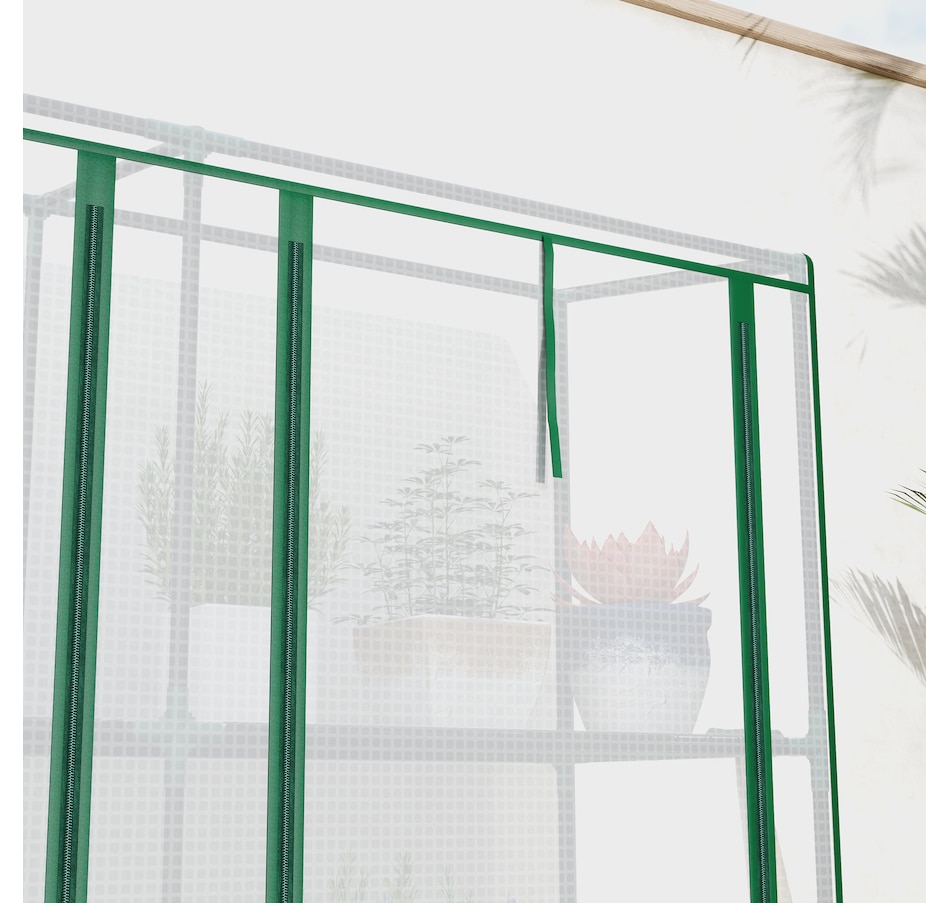 Image 988088_ALTMORE7.jpg, Product 988-088 / Price $89.99, Outsunny Lean-to Mini Greenhouse w/ 3 Tier Shelves, 3 Roll-Up Doors, White from Outsunny on TSC.ca's Home & Garden department