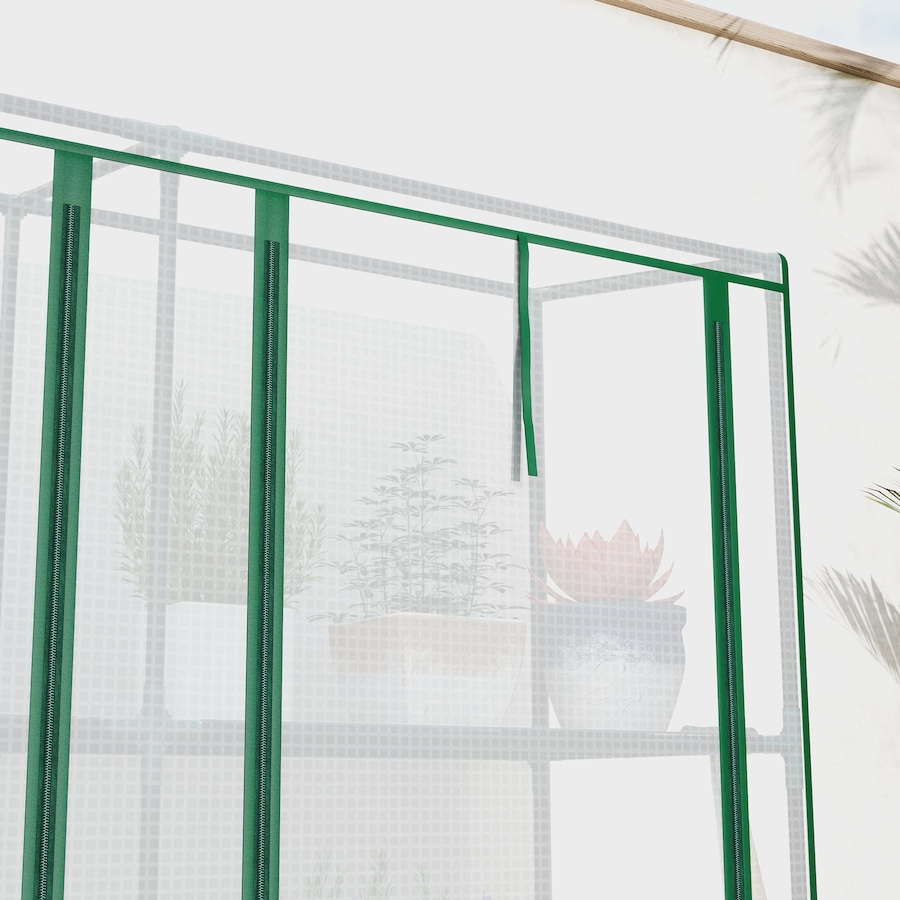 Image 988088_ALTMORE7.jpg, Product 988-088 / Price $84.99, Outsunny Lean-to Mini Greenhouse w/ 3 Tier Shelves, 3 Roll-Up Doors, White from Outsunny on TSC.ca's Home & Garden department