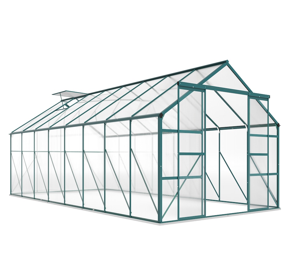 Image 988092.jpg, Product 988-092 / Price $873.99, Outsunny Polycarbonate Greenhouse Kit with Vent Rain Gutter Door, Green from Outsunny on TSC.ca's Home & Garden department