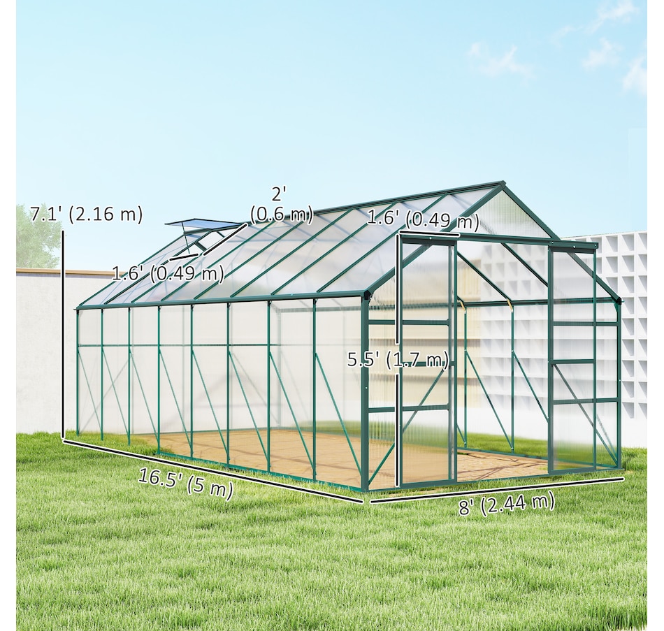 Image 988092_ALTMORE2.jpg, Product 988-092 / Price $873.99, Outsunny Polycarbonate Greenhouse Kit with Vent Rain Gutter Door, Green from Outsunny on TSC.ca's Home & Garden department