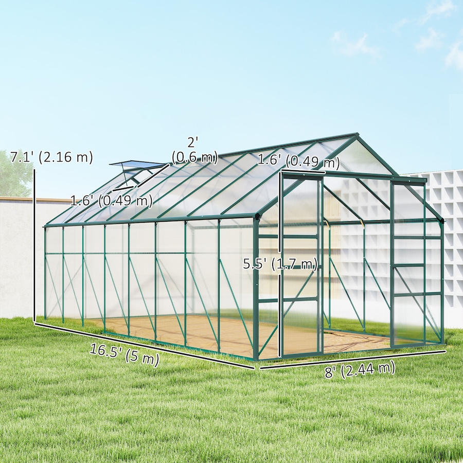 Image 988092_ALTMORE2.jpg, Product 988-092 / Price $799.99, Outsunny Polycarbonate Greenhouse Kit with Vent Rain Gutter Door, Green from Outsunny on TSC.ca's Home & Garden department