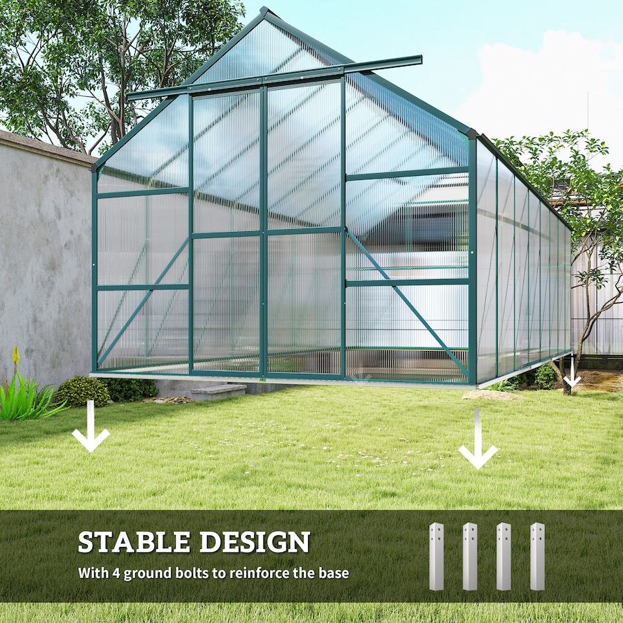 Image 988092_ALTMORE5.jpg, Product 988-092 / Price $799.99, Outsunny Polycarbonate Greenhouse Kit with Vent Rain Gutter Door, Green from Outsunny on TSC.ca's Home & Garden department