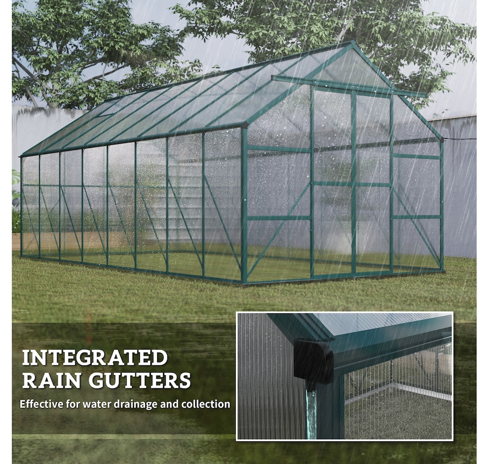 Image 988092_ALTMORE6.jpg, Product 988-092 / Price $873.99, Outsunny Polycarbonate Greenhouse Kit with Vent Rain Gutter Door, Green from Outsunny on TSC.ca's Home & Garden department
