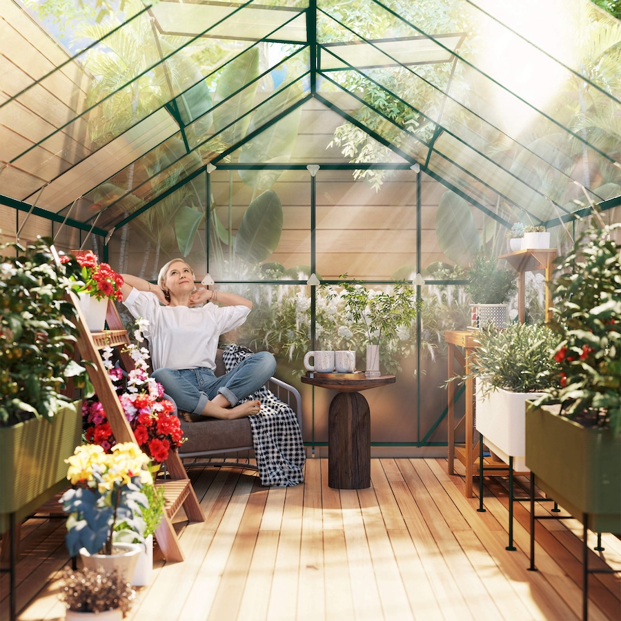 Image 988092_ALTMORE7.jpg, Product 988-092 / Price $799.99, Outsunny Polycarbonate Greenhouse Kit with Vent Rain Gutter Door, Green from Outsunny on TSC.ca's Home & Garden department