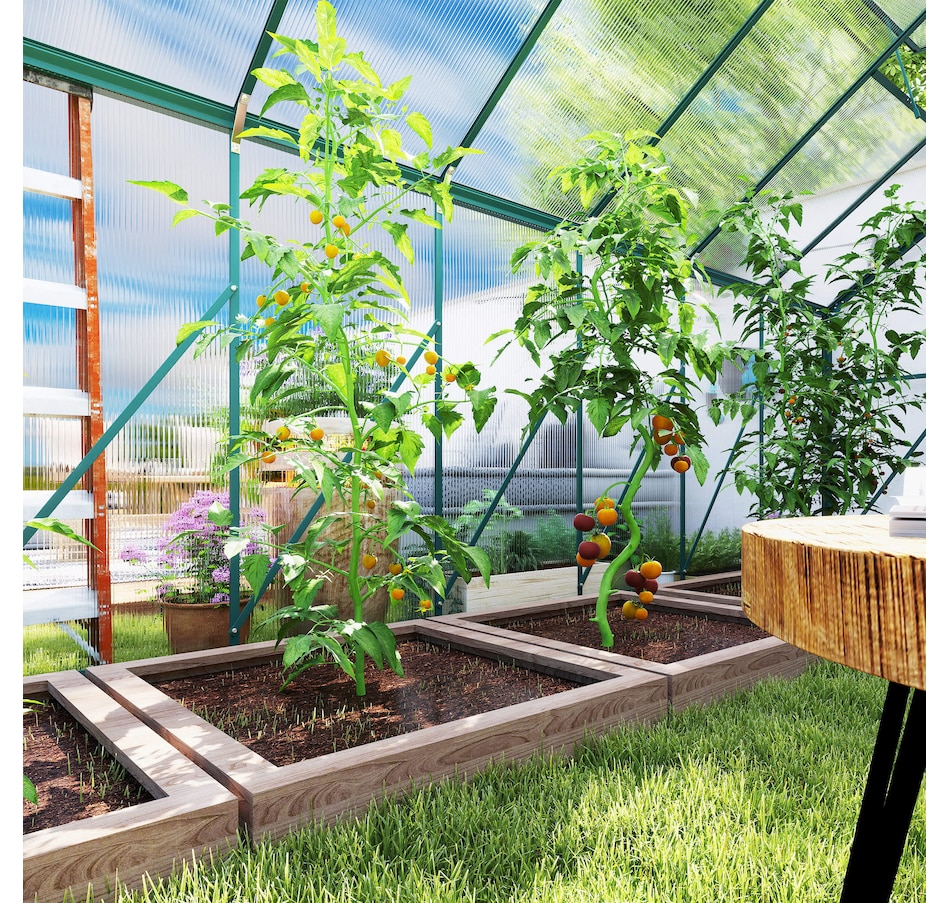 Image 988092_ALTMORE8.jpg, Product 988-092 / Price $873.99, Outsunny Polycarbonate Greenhouse Kit with Vent Rain Gutter Door, Green from Outsunny on TSC.ca's Home & Garden department