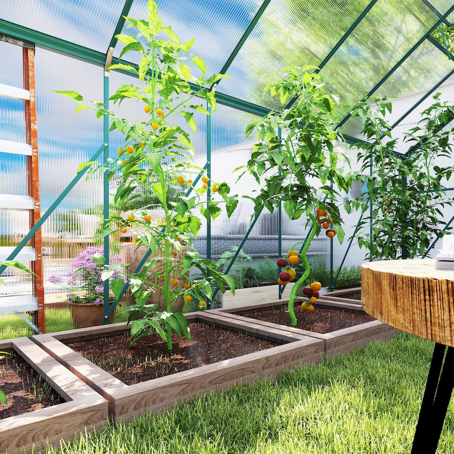 Image 988092_ALTMORE8.jpg, Product 988-092 / Price $799.99, Outsunny Polycarbonate Greenhouse Kit with Vent Rain Gutter Door, Green from Outsunny on TSC.ca's Home & Garden department