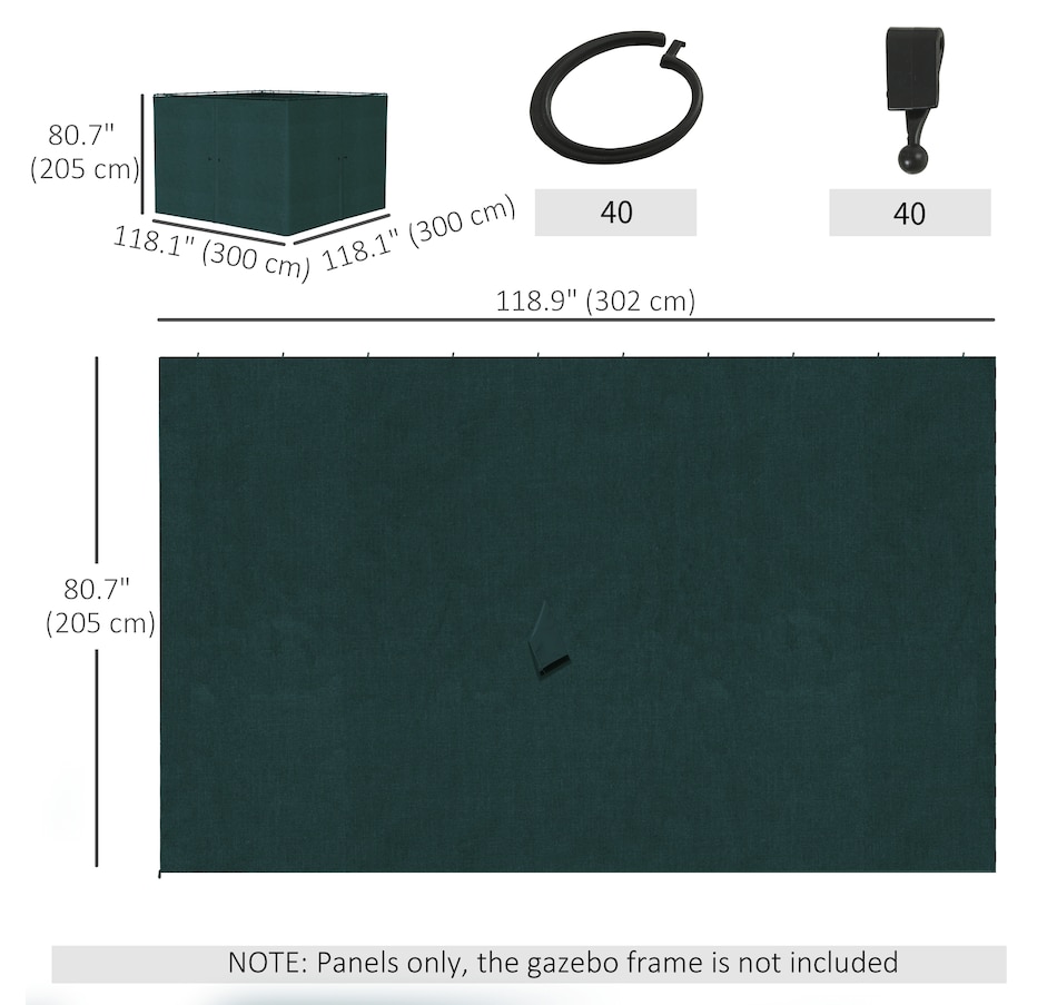 Image 988100_ALTMORE2.jpg, Product 988-100 / Price $84.99, Outsunny 10' x 10' Universal Gazebo Curtains, 4 Panels, Slate Grey from Outsunny on TSC.ca's Home & Garden department
