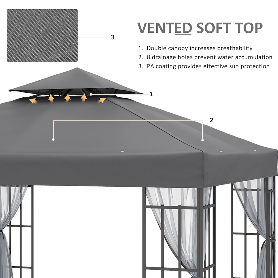 Image 988103_ALTMORE3.jpg, Product 988-103 / Price $329.99, Outsunny 10'x10' Garden Gazebo Outdoor Sunshade Portable w/ Screen, Grey from Outsunny on TSC.ca's Home & Garden department