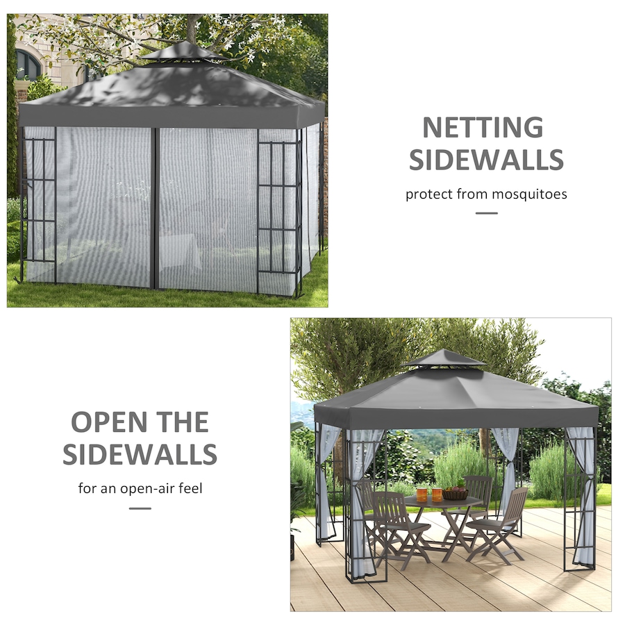 Image 988103_ALTMORE5.jpg, Product 988-103 / Price $329.99, Outsunny 10'x10' Garden Gazebo Outdoor Sunshade Portable w/ Screen, Grey from Outsunny on TSC.ca's Home & Garden department