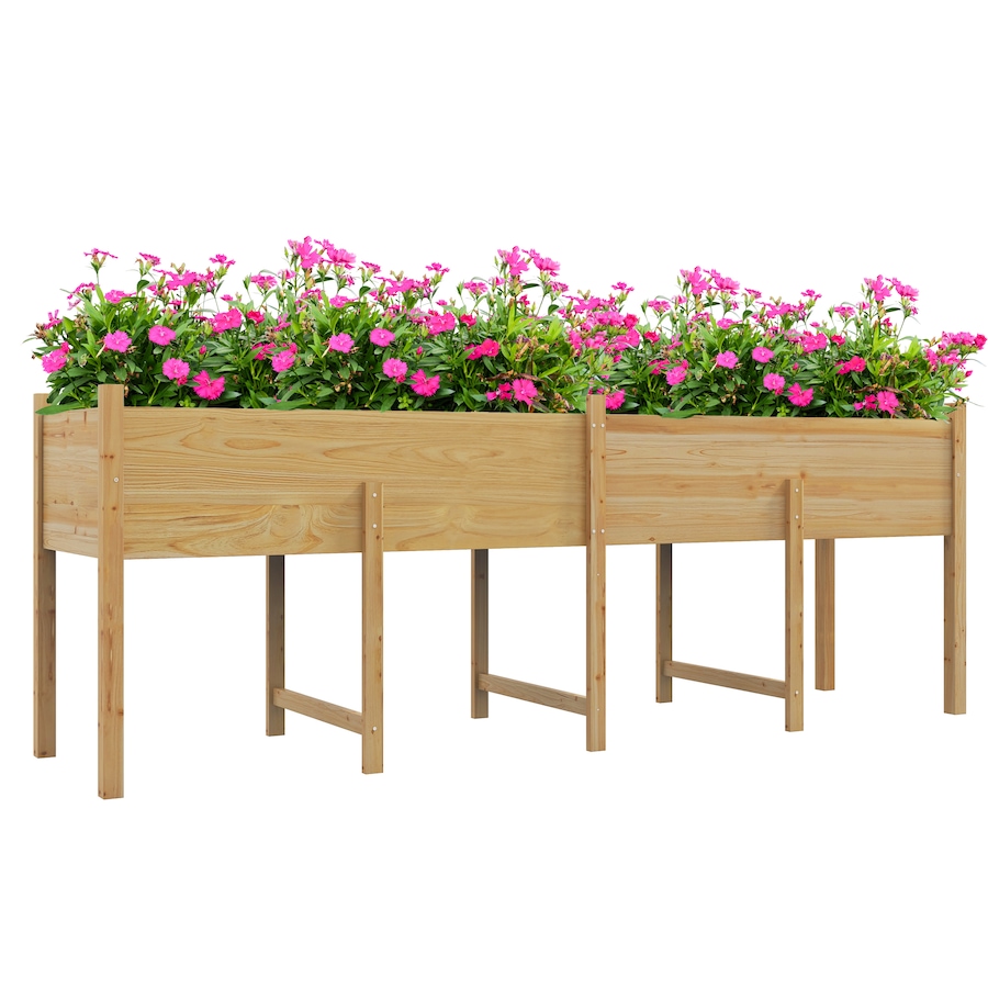 Image 988108.jpg, Product 988-108 / Price $189.99, Outsunny Extra Large Wooden Planter Box with Legs & Drain Holes, Natural from Outsunny on TSC.ca's Home & Garden department