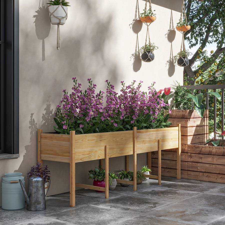Image 988108_ALTMORE1.jpg, Product 988-108 / Price $189.99, Outsunny Extra Large Wooden Planter Box with Legs & Drain Holes, Natural from Outsunny on TSC.ca's Home & Garden department