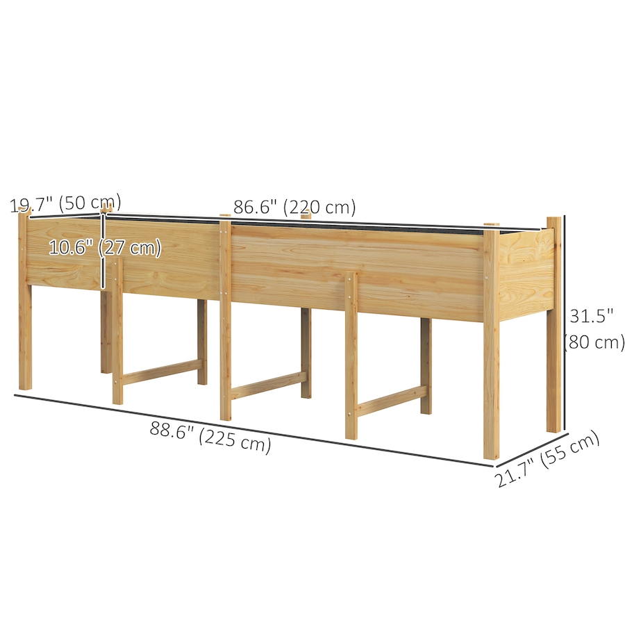 Image 988108_ALTMORE2.jpg, Product 988-108 / Price $189.99, Outsunny Extra Large Wooden Planter Box with Legs & Drain Holes, Natural from Outsunny on TSC.ca's Home & Garden department