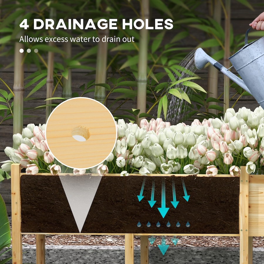 Image 988108_ALTMORE5.jpg, Product 988-108 / Price $189.99, Outsunny Extra Large Wooden Planter Box with Legs & Drain Holes, Natural from Outsunny on TSC.ca's Home & Garden department