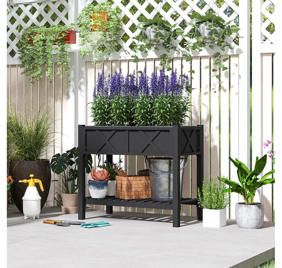 Image 988112_ALTMORE1.jpg, Product 988-112 / Price $109.99, Outsunny Wooden Raised Planter Box, Flower Bed, 34" x 18" x 30", Black from Outsunny on TSC.ca's Home & Garden department