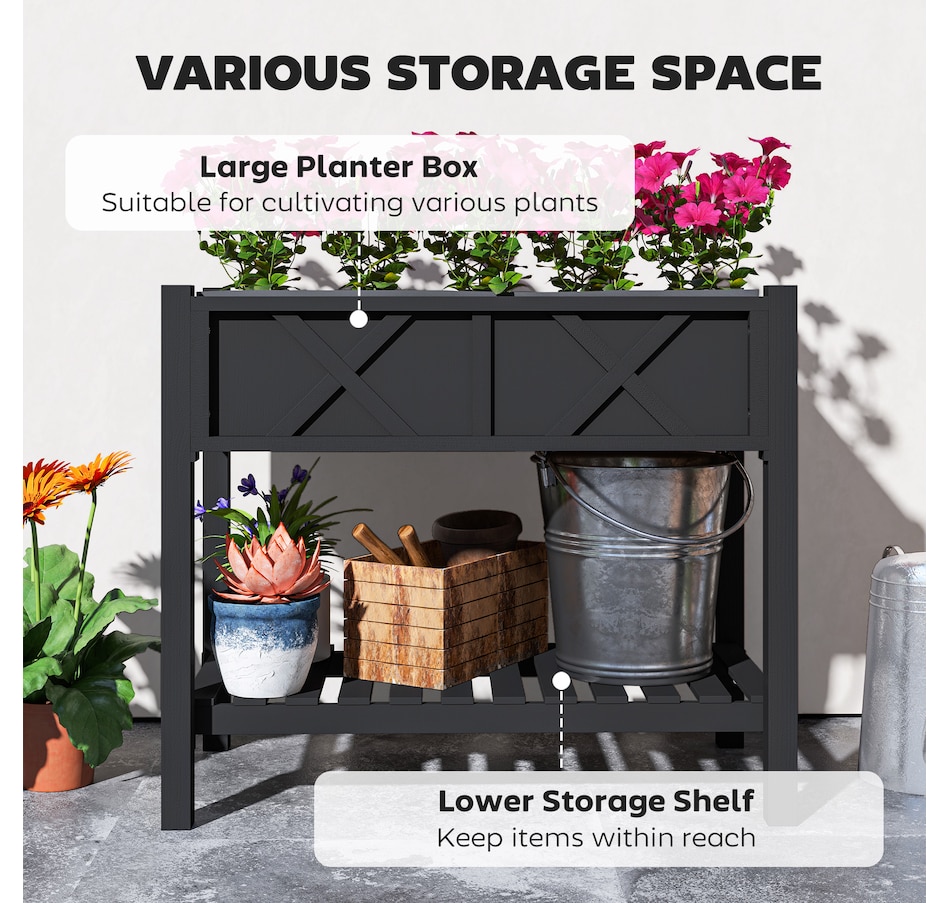 Image 988112_ALTMORE3.jpg, Product 988-112 / Price $109.99, Outsunny Wooden Raised Planter Box, Flower Bed, 34" x 18" x 30", Black from Outsunny on TSC.ca's Home & Garden department