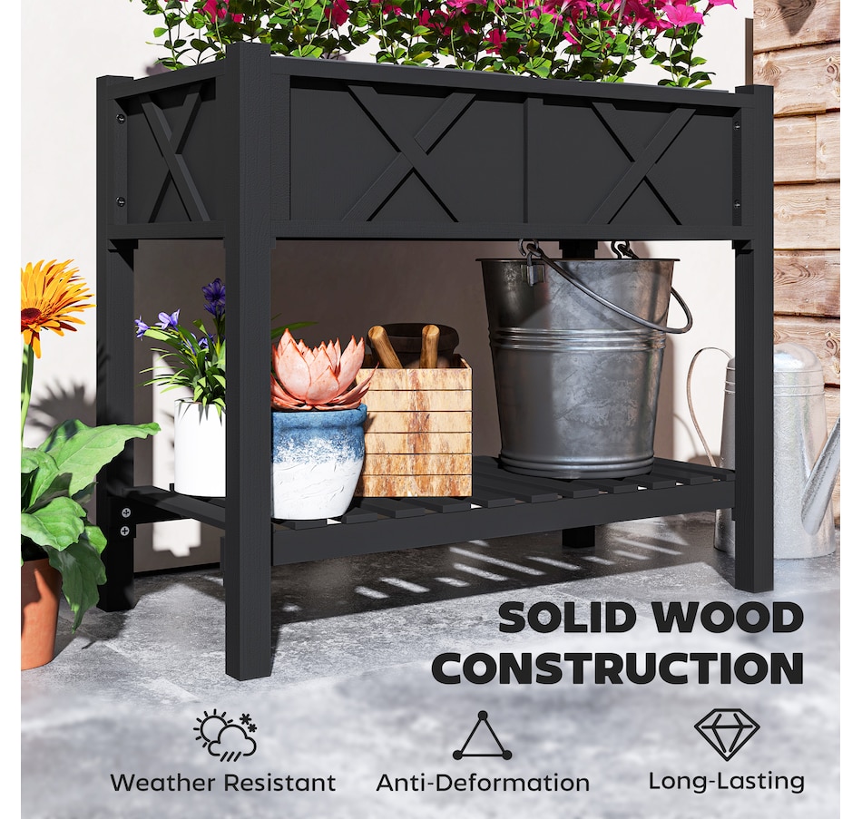 Image 988112_ALTMORE6.jpg, Product 988-112 / Price $109.99, Outsunny Wooden Raised Planter Box, Flower Bed, 34" x 18" x 30", Black from Outsunny on TSC.ca's Home & Garden department