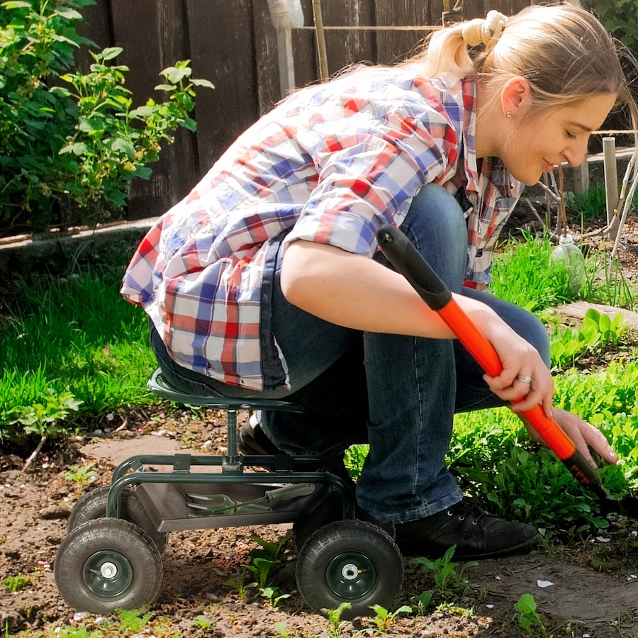 Image 988114_ALTMORE1.jpg, Product 988-114 / Price $95.99, Outsunny Garden Cart with Tool Tray, 360° Swivel & Height Adjustable Seat from Outsunny on TSC.ca's Home & Garden department