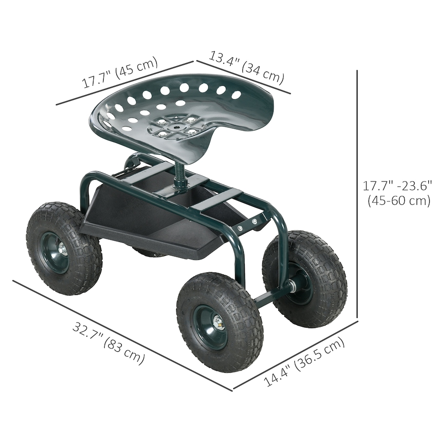 Image 988114_ALTMORE2.jpg, Product 988-114 / Price $95.99, Outsunny Garden Cart with Tool Tray, 360° Swivel & Height Adjustable Seat from Outsunny on TSC.ca's Home & Garden department
