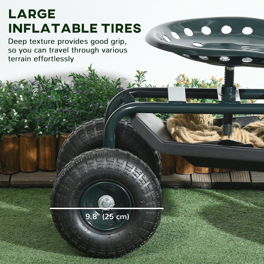 Image 988114_ALTMORE4.jpg, Product 988-114 / Price $95.99, Outsunny Garden Cart with Tool Tray, 360° Swivel & Height Adjustable Seat from Outsunny on TSC.ca's Home & Garden department