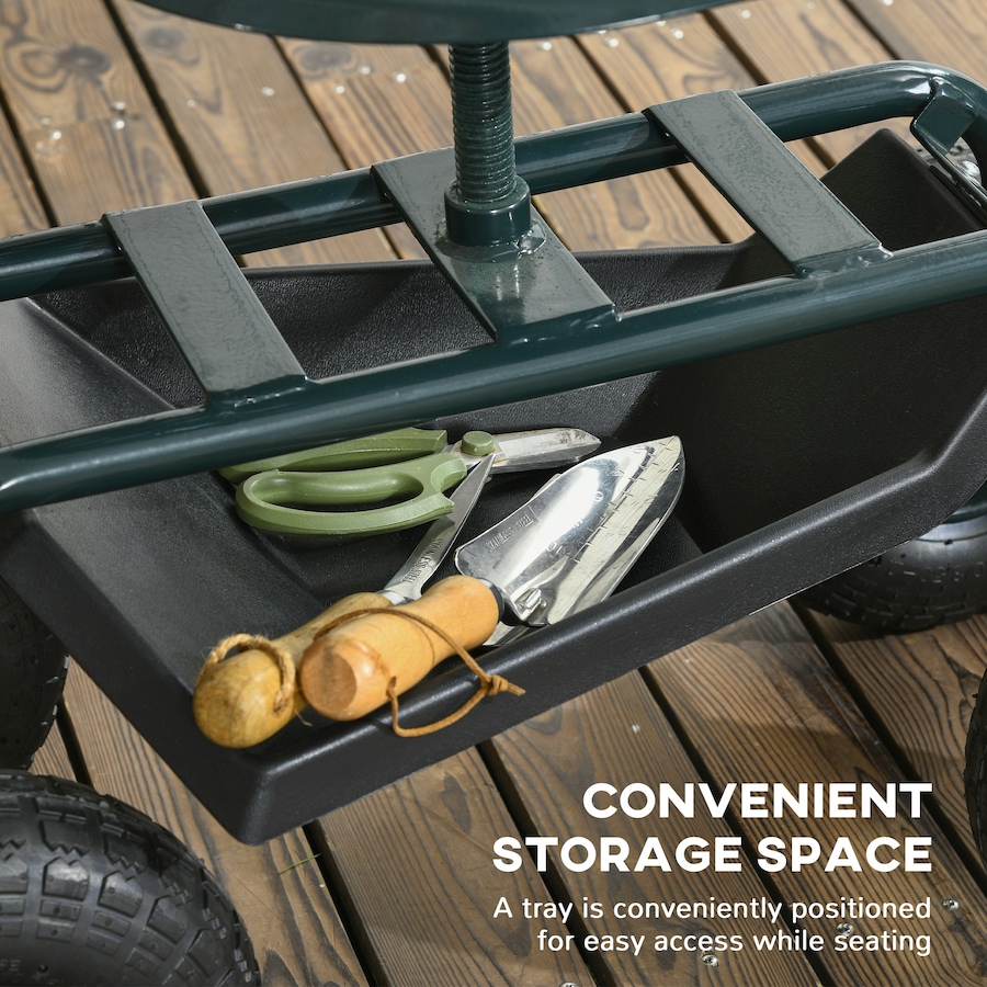 Image 988114_ALTMORE5.jpg, Product 988-114 / Price $95.99, Outsunny Garden Cart with Tool Tray, 360° Swivel & Height Adjustable Seat from Outsunny on TSC.ca's Home & Garden department