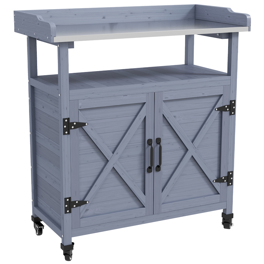 Image 988116.jpg, Product 988-116 / Price $169.99, Outsunny Outdoor Potting Bench with Storage, Wheels, Grey from Outsunny on TSC.ca's Home & Garden department