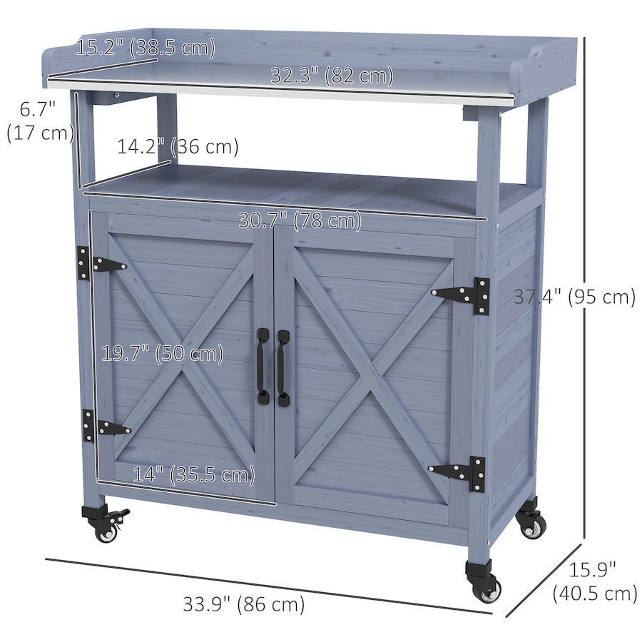 Image 988116_ALTMORE2.jpg, Product 988-116 / Price $169.99, Outsunny Outdoor Potting Bench with Storage, Wheels, Grey from Outsunny on TSC.ca's Home & Garden department