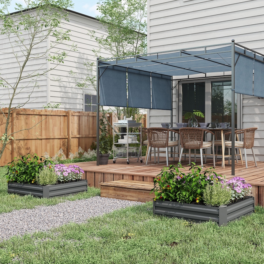 Image 988120_ALTMORE1.jpg, Product 988-120 / Price $77.99, Outsunny Raised Garden Bed, 39" x 39" x 12" Planter Box Set of 2, Dark Grey from Outsunny on TSC.ca's Home & Garden department
