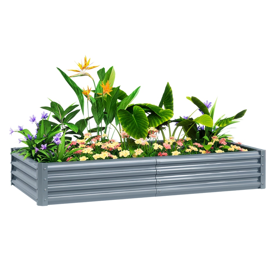 Image 988125.jpg, Product 988-125 / Price $69.99, Outsunny 6x3x1ft Galvanized Raised Garden Bed, Open Bottom, Silver from Outsunny on TSC.ca's Home & Garden department