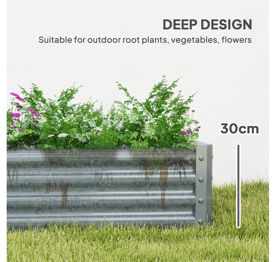 Image 988125_ALTMORE3.jpg, Product 988-125 / Price $69.99, Outsunny 6x3x1ft Galvanized Raised Garden Bed, Open Bottom, Silver from Outsunny on TSC.ca's Home & Garden department