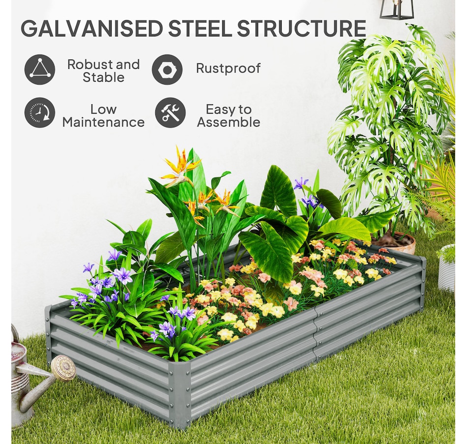 Image 988125_ALTMORE4.jpg, Product 988-125 / Price $69.99, Outsunny 6x3x1ft Galvanized Raised Garden Bed, Open Bottom, Silver from Outsunny on TSC.ca's Home & Garden department