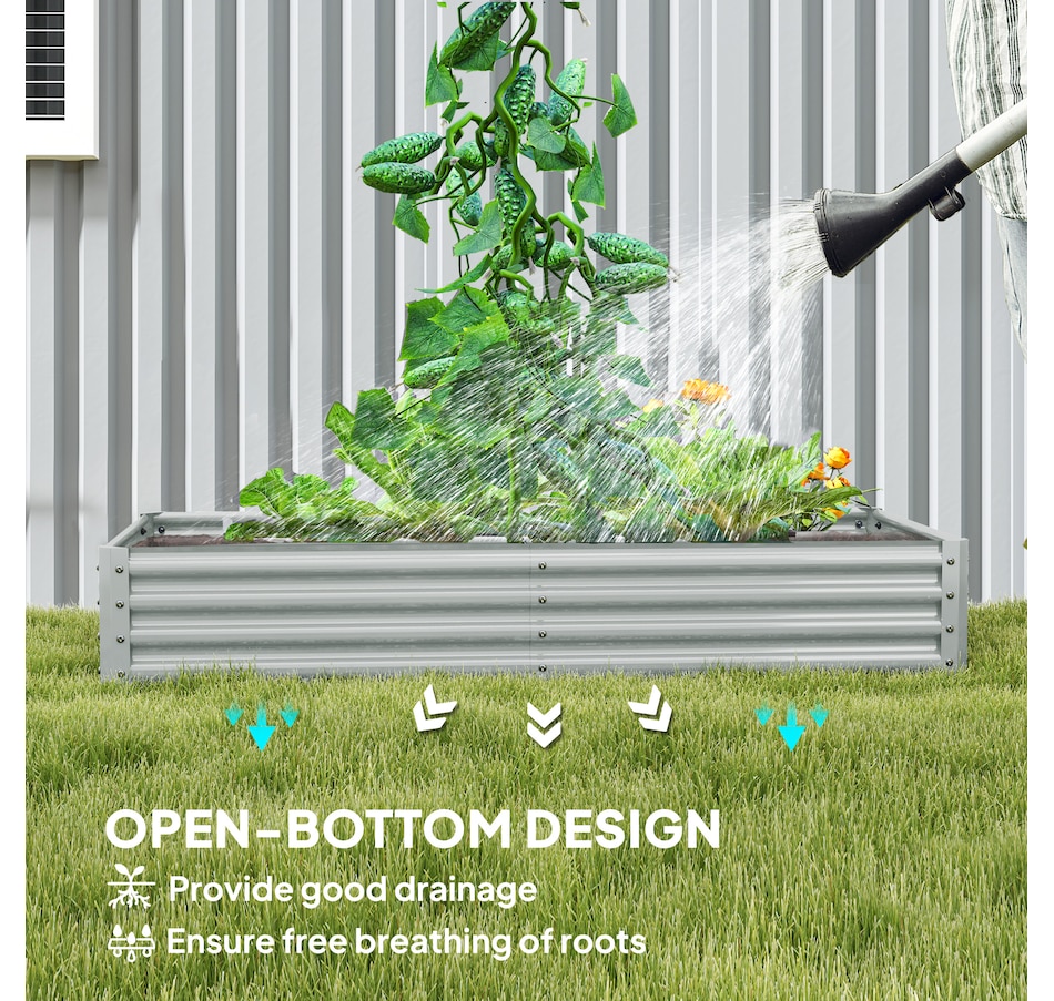 Image 988125_ALTMORE5.jpg, Product 988-125 / Price $69.99, Outsunny 6x3x1ft Galvanized Raised Garden Bed, Open Bottom, Silver from Outsunny on TSC.ca's Home & Garden department