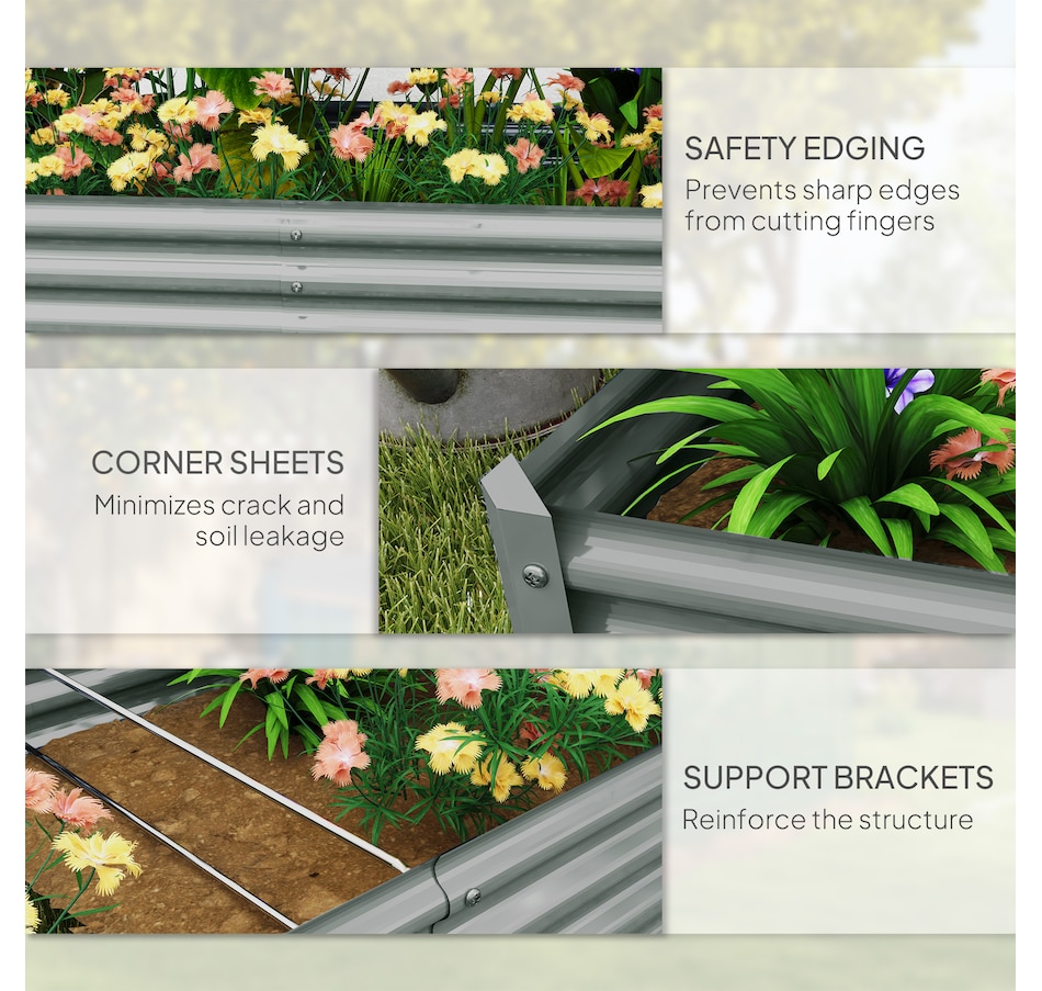 Image 988125_ALTMORE6.jpg, Product 988-125 / Price $69.99, Outsunny 6x3x1ft Galvanized Raised Garden Bed, Open Bottom, Silver from Outsunny on TSC.ca's Home & Garden department