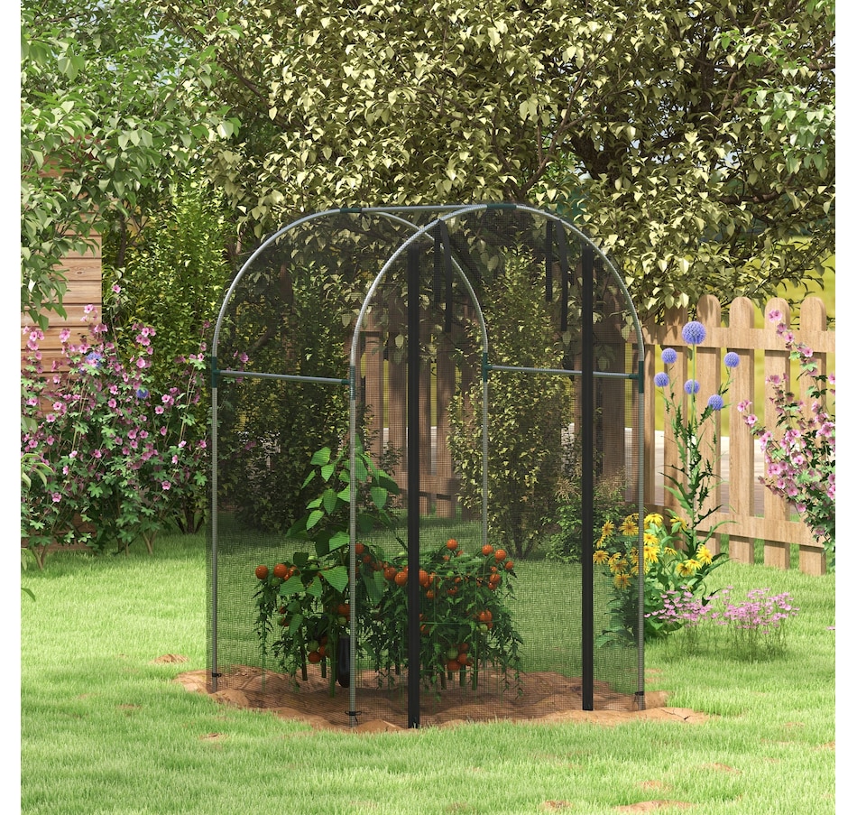 Image 988126_ALTMORE1.jpg, Product 988-126 / Price $68.99, Outsunny 4' x 4' Plant Protection Tent Crop Cage with Door, Black from Outsunny on TSC.ca's Home & Garden department