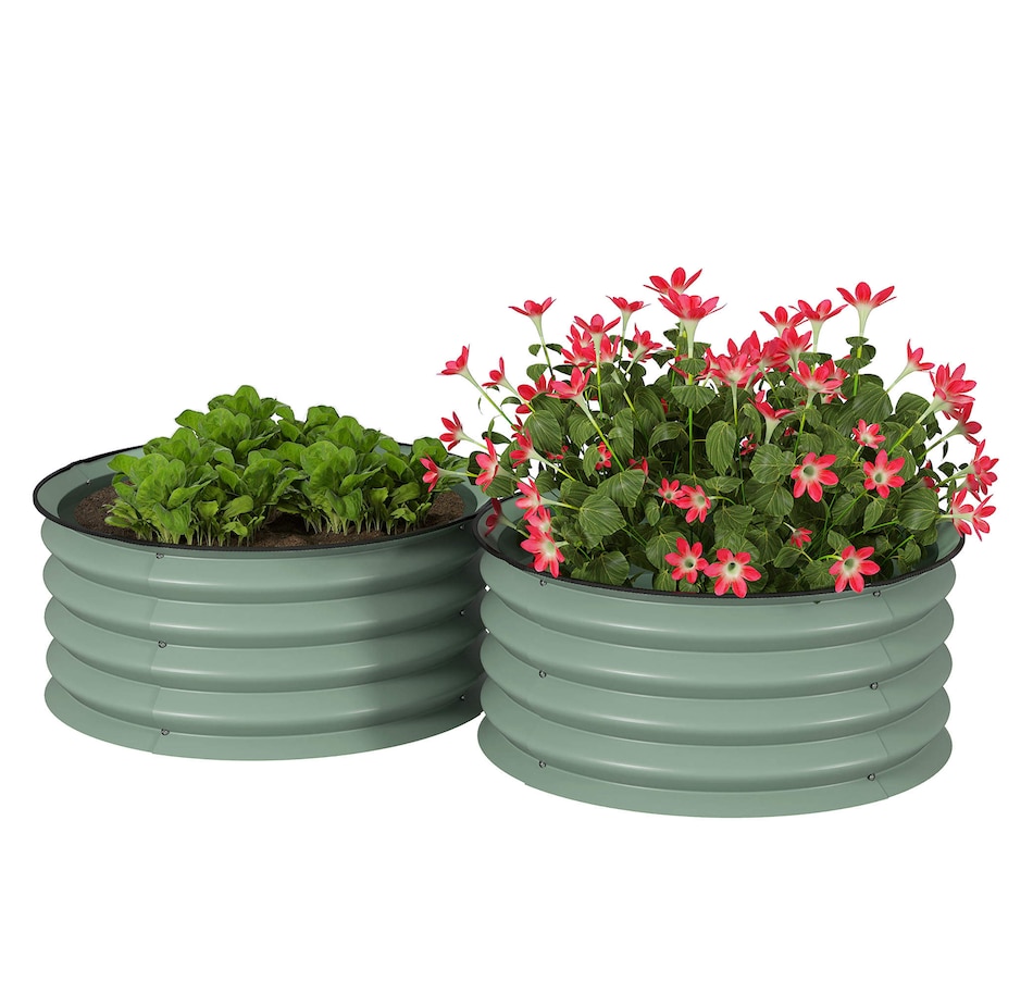 Image 988129.jpg, Product 988-129 / Price $74.99, Outsunny Steel Raised Beds for Garden Set of 2 for Growing Flowers, Green from Outsunny on TSC.ca's Home & Garden department