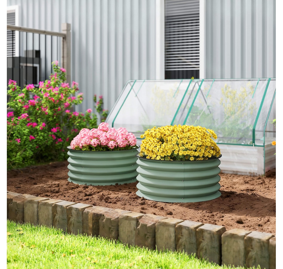 Image 988129_ALTMORE1.jpg, Product 988-129 / Price $74.99, Outsunny Steel Raised Beds for Garden Set of 2 for Growing Flowers, Green from Outsunny on TSC.ca's Home & Garden department