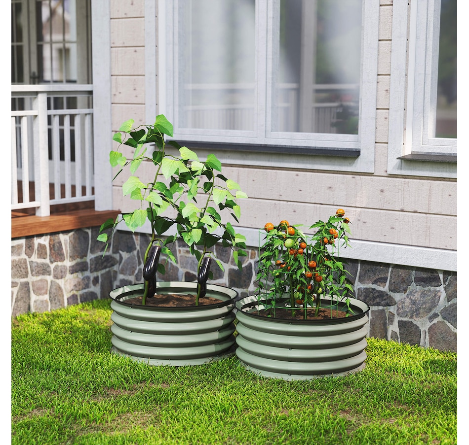 Image 988129_ALTMORE7.jpg, Product 988-129 / Price $74.99, Outsunny Steel Raised Beds for Garden Set of 2 for Growing Flowers, Green from Outsunny on TSC.ca's Home & Garden department
