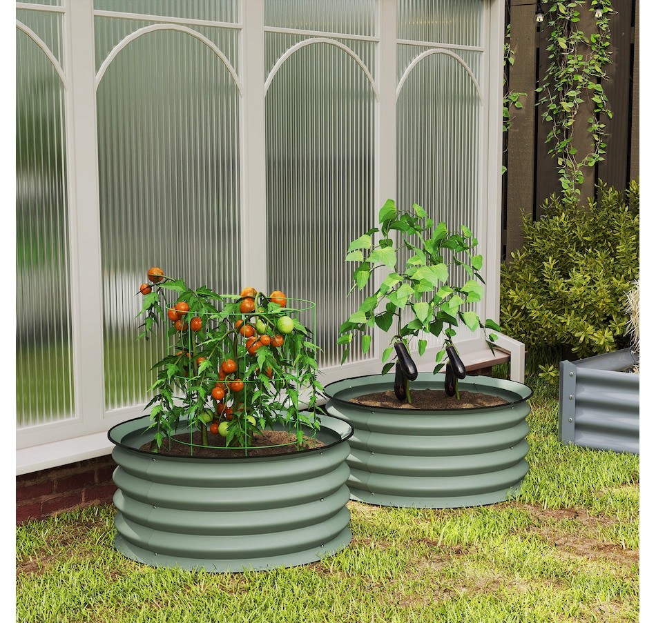 Image 988129_ALTMORE8.jpg, Product 988-129 / Price $74.99, Outsunny Steel Raised Beds for Garden Set of 2 for Growing Flowers, Green from Outsunny on TSC.ca's Home & Garden department