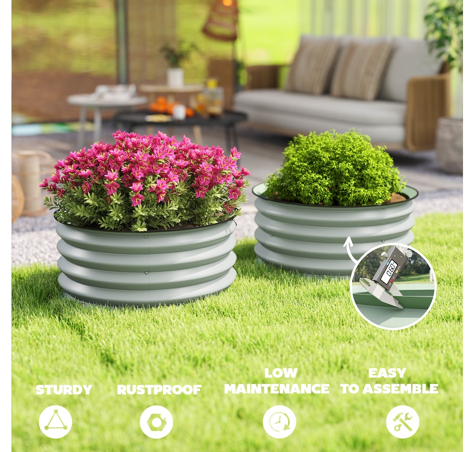 Image 988129_ALTMORE9.jpg, Product 988-129 / Price $74.99, Outsunny Steel Raised Beds for Garden Set of 2 for Growing Flowers, Green from Outsunny on TSC.ca's Home & Garden department