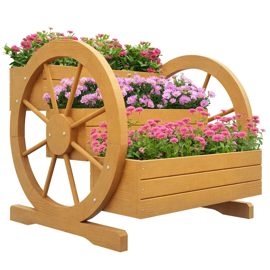 Image 988130.jpg, Product 988-130 / Price $79.99, Outsunny Wooden Wagon Planter Box, Decorative 3-Tier Raised Garden Bed from Outsunny on TSC.ca's Home & Garden department