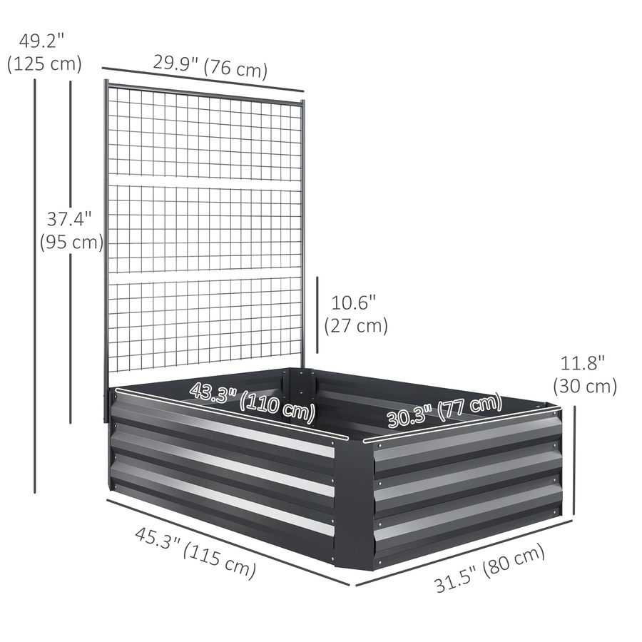 Image 988134_ALTMORE2.jpg, Product 988-134 / Price $69.99, Outsunny Galvanized Raised Garden Bed with Trellis, Open Bottom, Dark Grey from Outsunny on TSC.ca's Home & Garden department