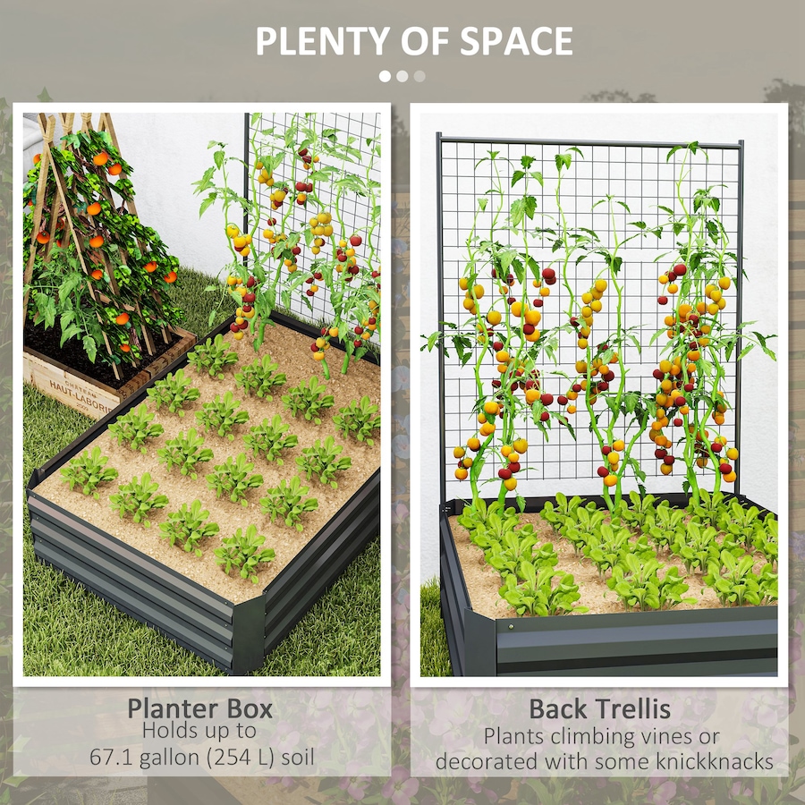 Image 988134_ALTMORE3.jpg, Product 988-134 / Price $69.99, Outsunny Galvanized Raised Garden Bed with Trellis, Open Bottom, Dark Grey from Outsunny on TSC.ca's Home & Garden department