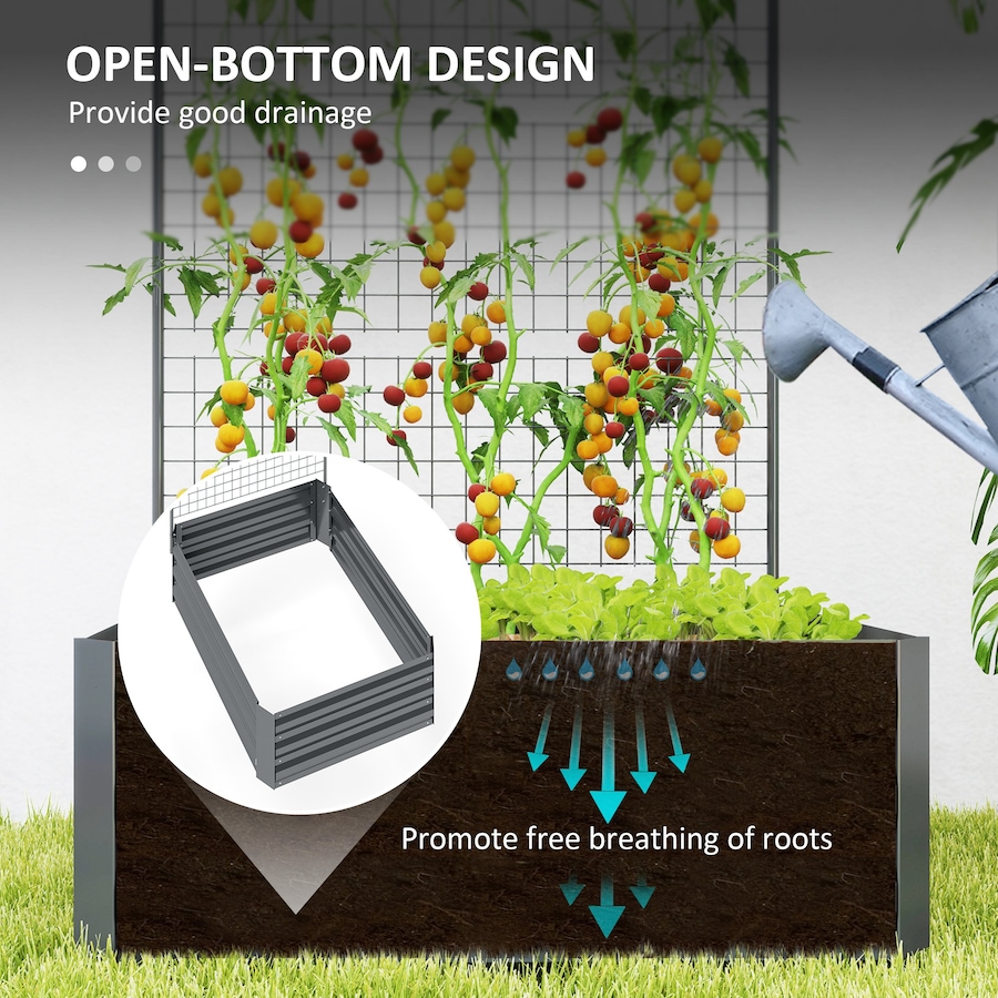 Image 988134_ALTMORE5.jpg, Product 988-134 / Price $69.99, Outsunny Galvanized Raised Garden Bed with Trellis, Open Bottom, Dark Grey from Outsunny on TSC.ca's Home & Garden department