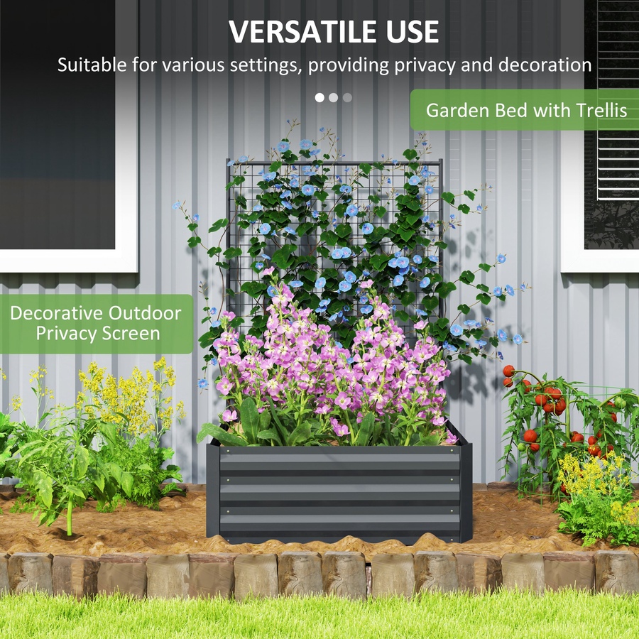 Image 988134_ALTMORE6.jpg, Product 988-134 / Price $69.99, Outsunny Galvanized Raised Garden Bed with Trellis, Open Bottom, Dark Grey from Outsunny on TSC.ca's Home & Garden department