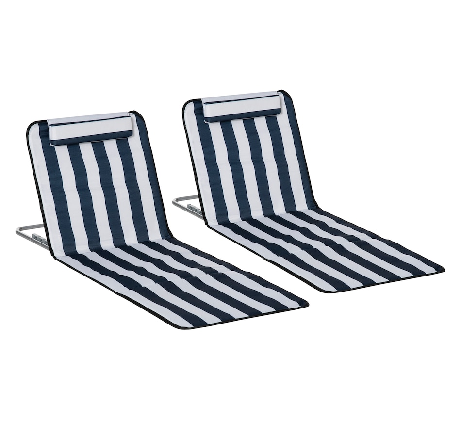 Image 988135.jpg, Product 988-135 / Price $59.99, Outsunny 2 Pcs Folding Beach Lounge Chair w/ Pillow, Blue from Outsunny on TSC.ca's Health & Fitness department