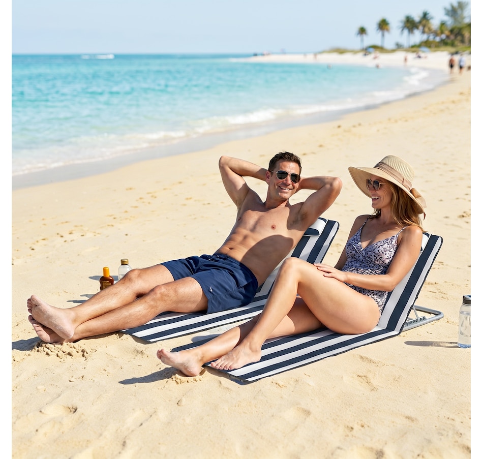 Image 988135_ALTMORE10.jpg, Product 988-135 / Price $54.99, Outsunny 2 Pcs Folding Beach Lounge Chair w/ Pillow, Blue from Outsunny on TSC.ca's Health & Fitness department