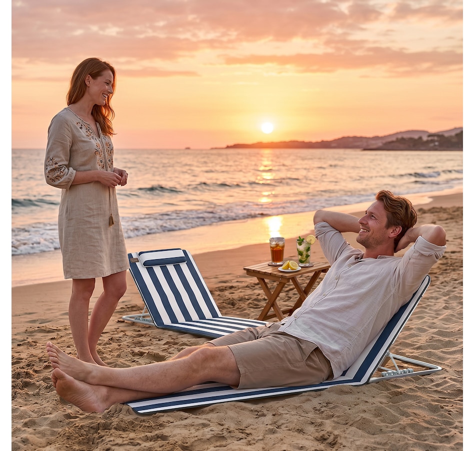 Image 988135_ALTMORE12.jpg, Product 988-135 / Price $54.99, Outsunny 2 Pcs Folding Beach Lounge Chair w/ Pillow, Blue from Outsunny on TSC.ca's Health & Fitness department