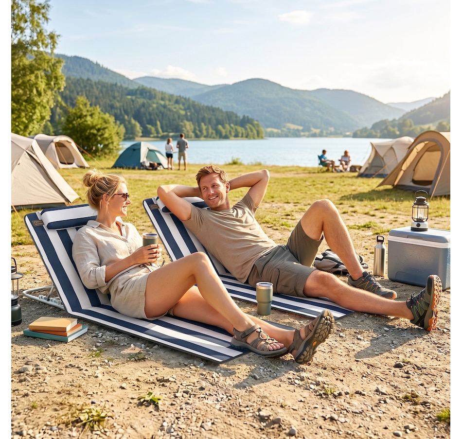 Image 988135_ALTMORE13.jpg, Product 988-135 / Price $54.99, Outsunny 2 Pcs Folding Beach Lounge Chair w/ Pillow, Blue from Outsunny on TSC.ca's Health & Fitness department