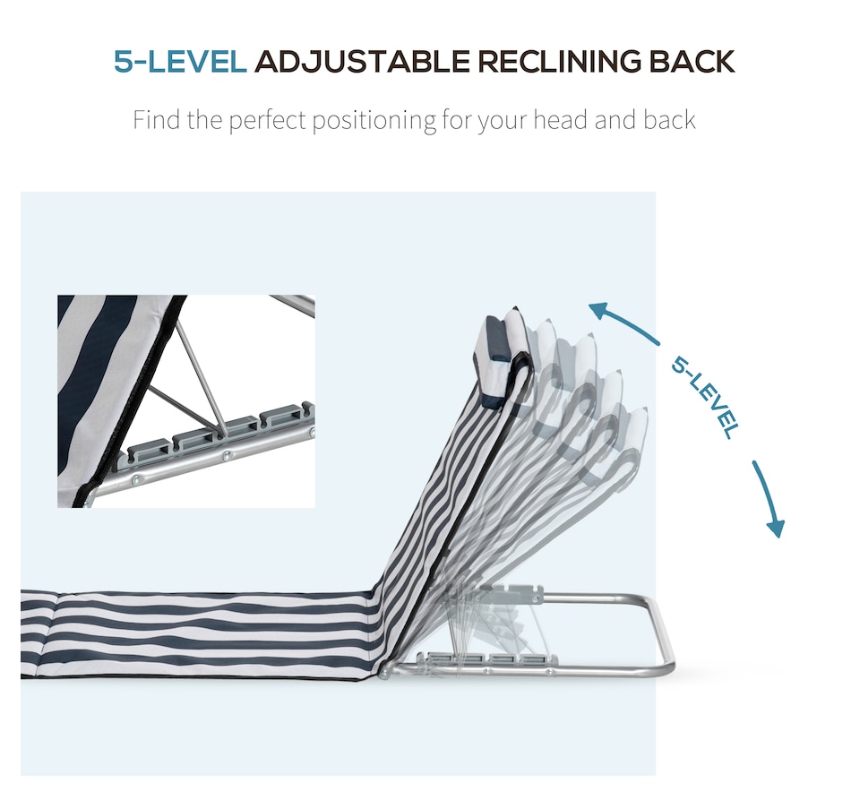 Image 988135_ALTMORE5.jpg, Product 988-135 / Price $59.99, Outsunny 2 Pcs Folding Beach Lounge Chair w/ Pillow, Blue from Outsunny on TSC.ca's Health & Fitness department