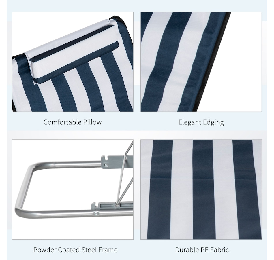 Image 988135_ALTMORE6.jpg, Product 988-135 / Price $59.99, Outsunny 2 Pcs Folding Beach Lounge Chair w/ Pillow, Blue from Outsunny on TSC.ca's Health & Fitness department